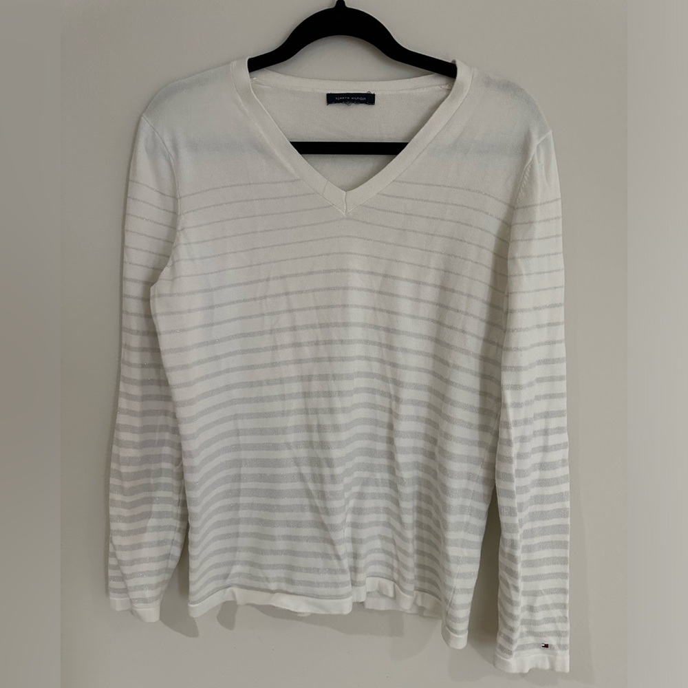 Tommy Hilfiger white long sleeve with sparkling accent size large